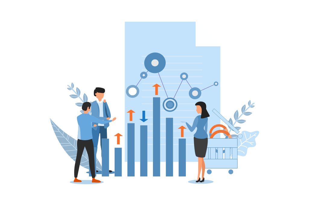 Stärkere Differenzierung im Wettbewerb durch Webdesign für Unternehmen Team arbeitet mit Diagrammen und Zahlen an einer stärkeren Differenzierung im Wettbewerb durch Webdesign für Unternehmen